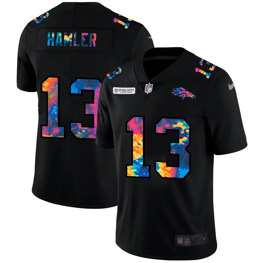 NFL Denver Broncos #13 KJ Hamler Men Nike MultiColor Black 2020  Crucial Catch Vapor Untouchable Limited Jersey